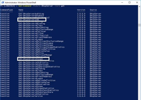 DHCPModuleGetCommands