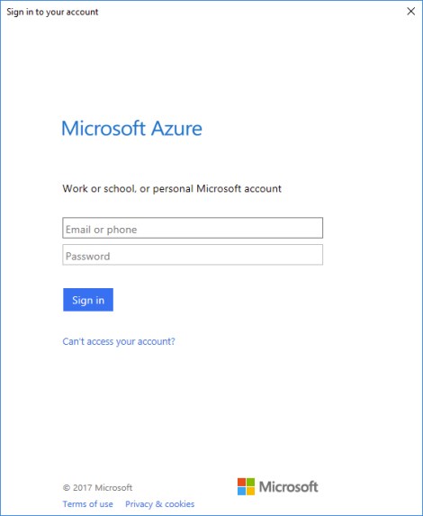 azure acccount add rm sign in