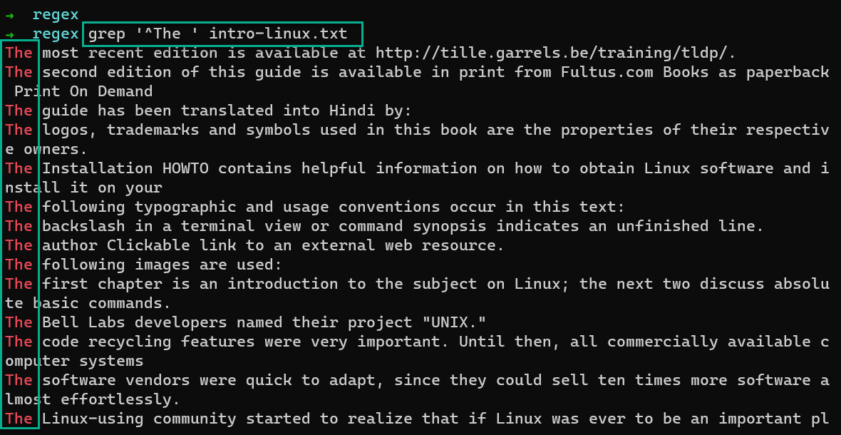 grep command with regular expressions