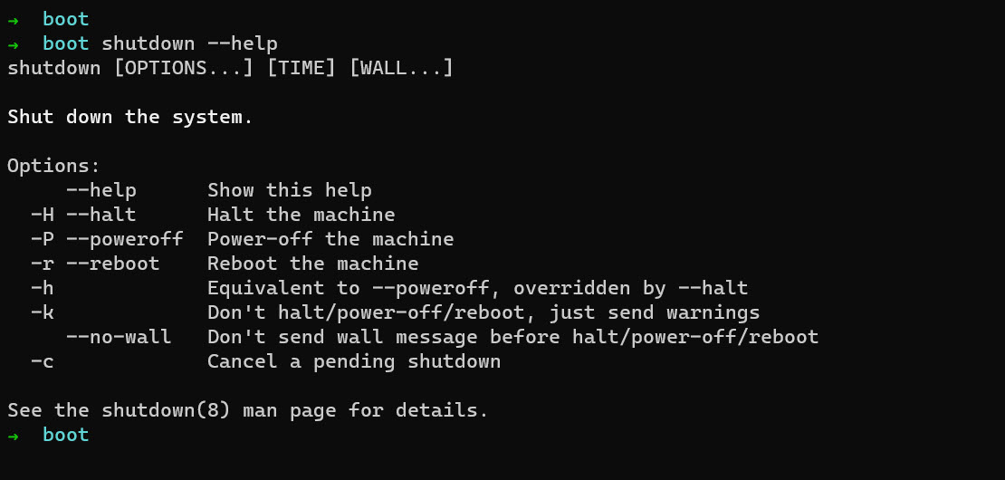 power shutdown command