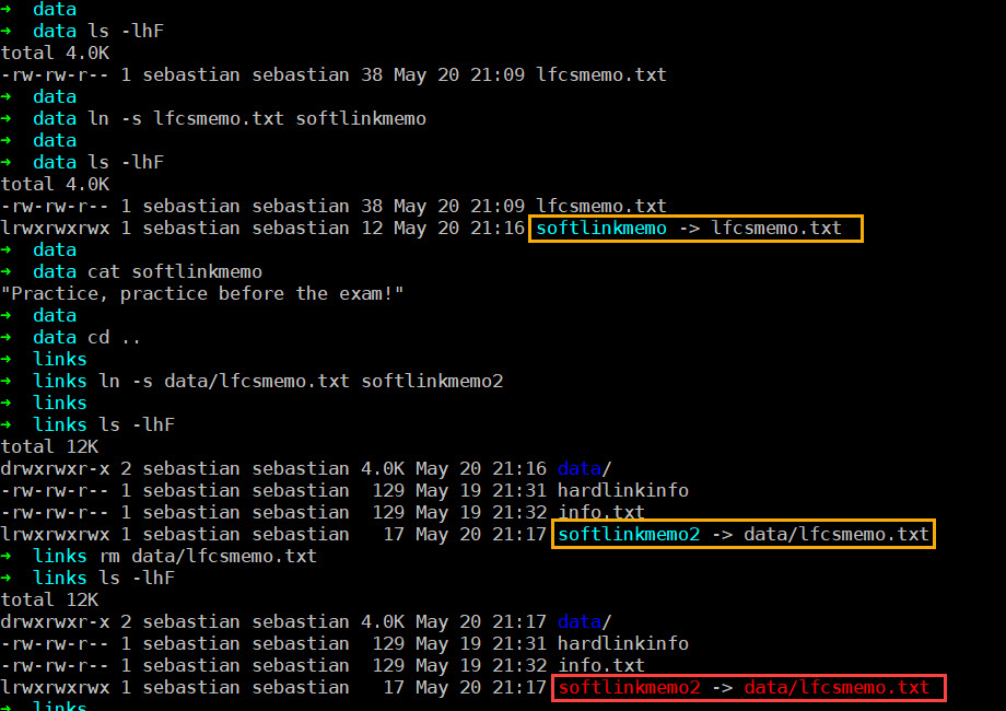 soft link creation example