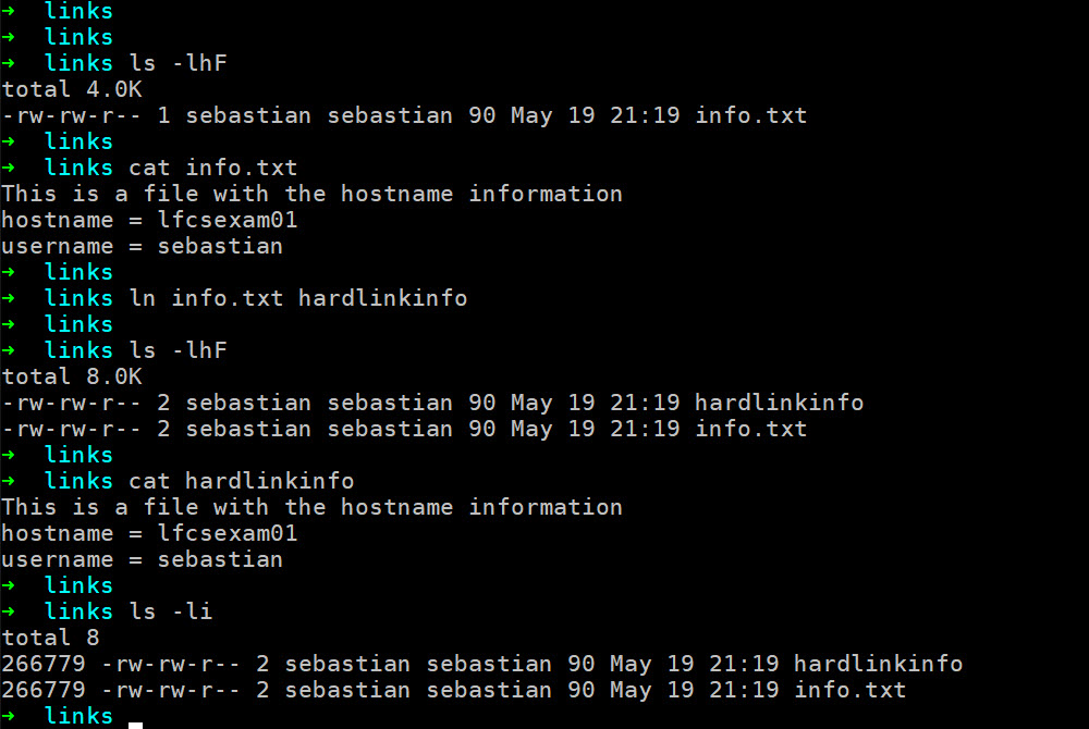 hard link creation example