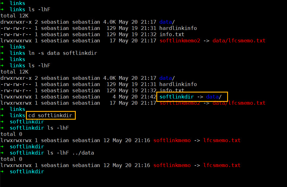 soft link to the directory example